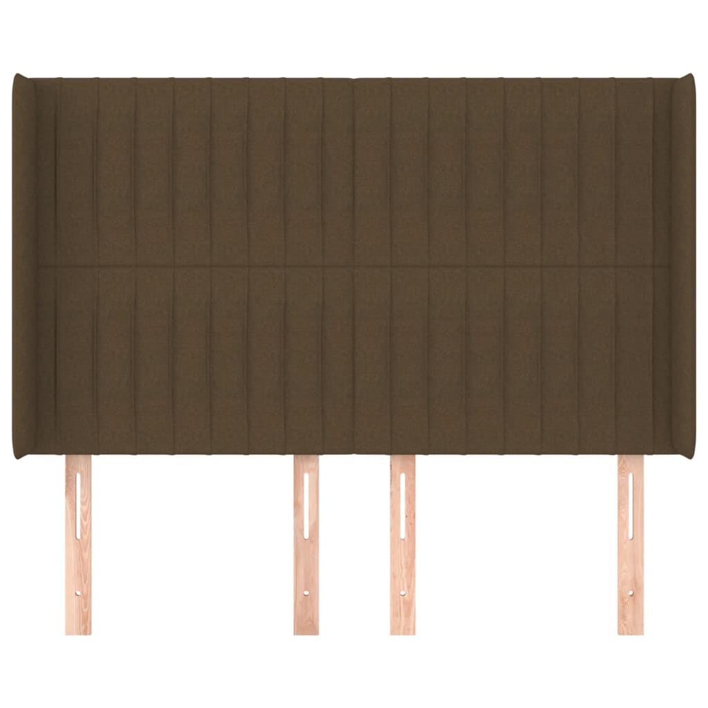 vidaXL Tăblie de pat cu aripioare maro închis 147x16x118/128 cm textil