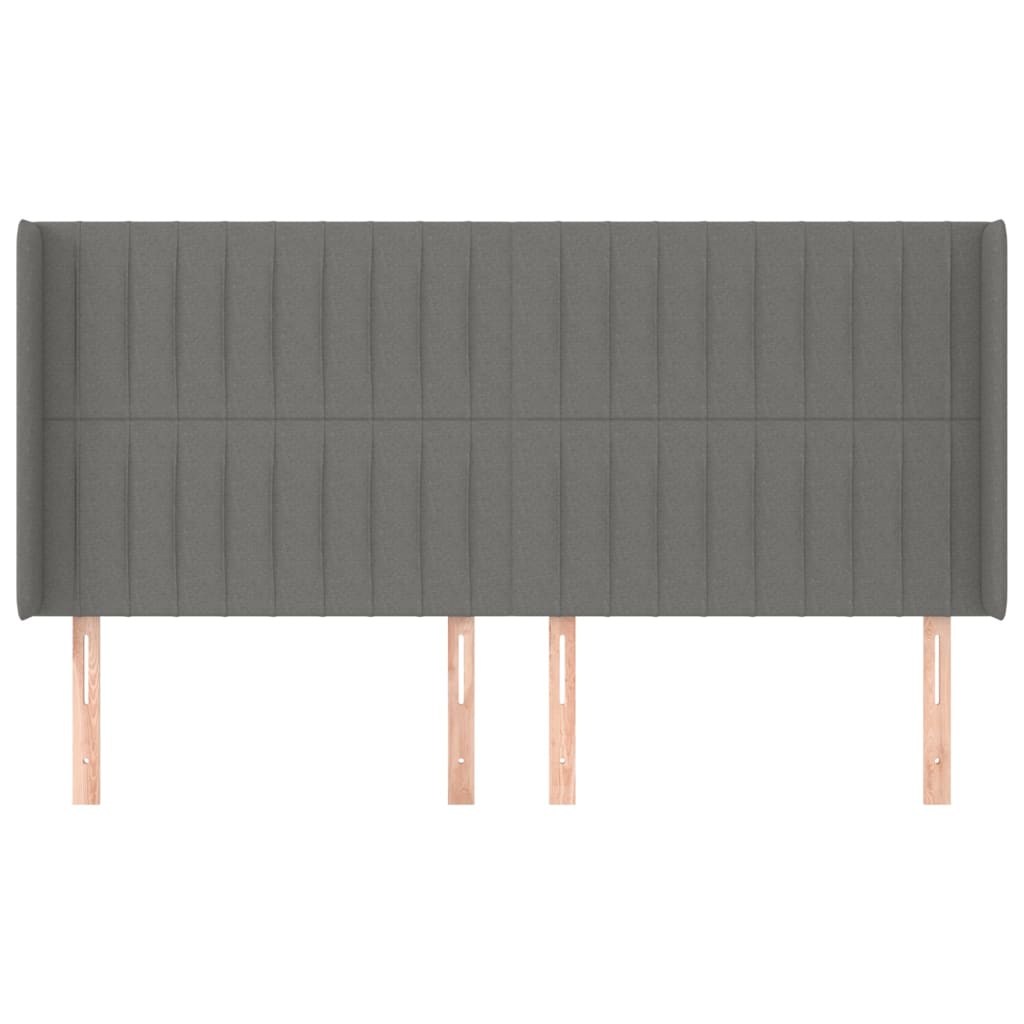 vidaXL Tăblie de pat cu aripioare gri închis 163x16x118/128 cm textil vidaXL Tăblie de pat cu aripioare gri închis 163x16x118/128 cm textil