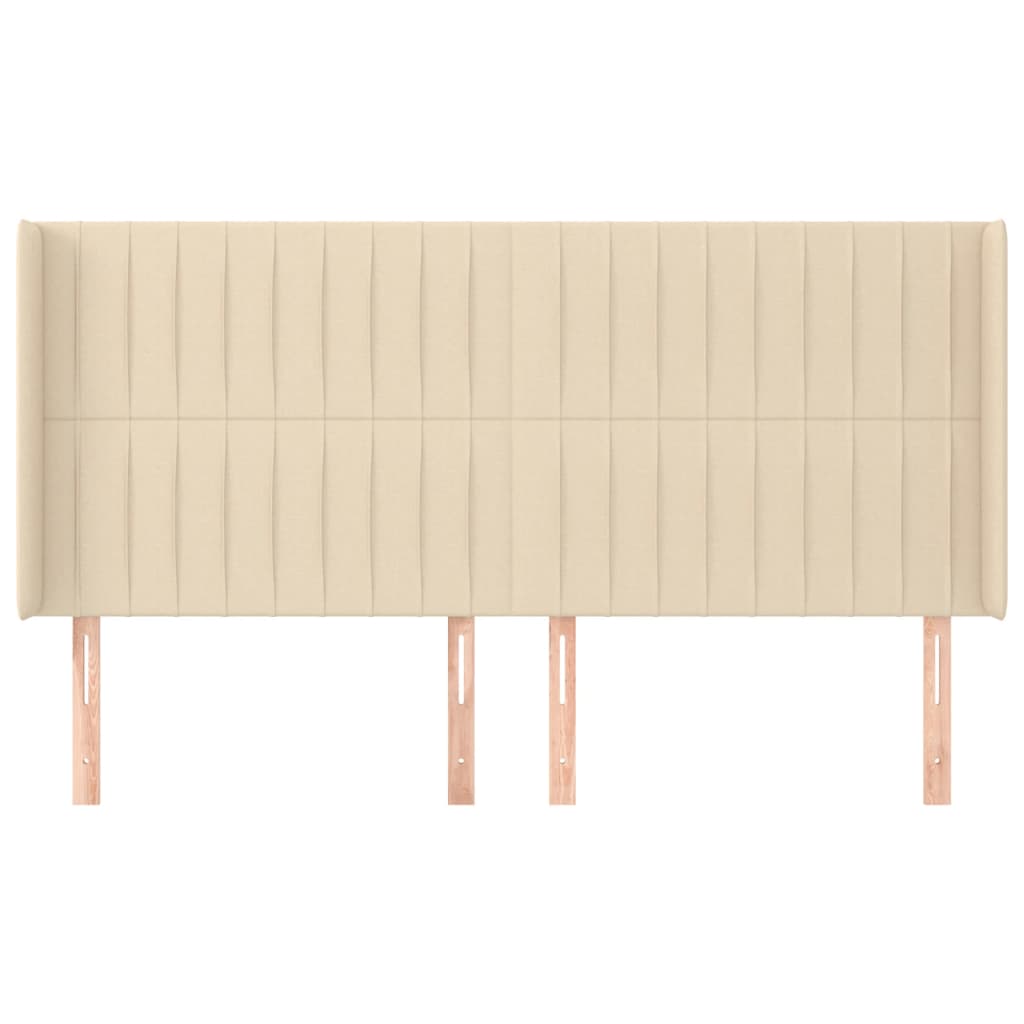 vidaXL Tăblie de pat cu aripioare, crem, 163x16x118/128 cm, textil