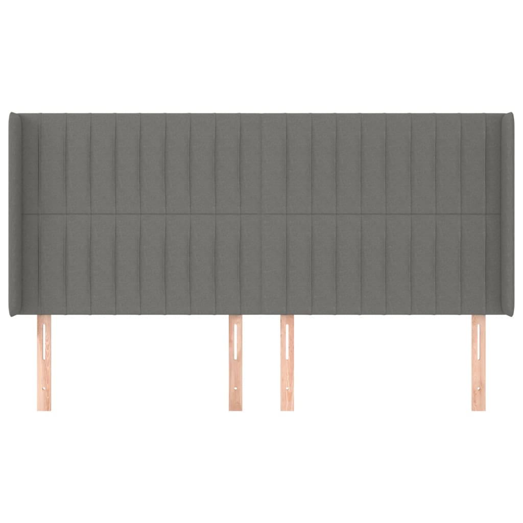 vidaXL Tăblie de pat cu aripioare gri închis 183x16x118/128 cm textil vidaXL Tăblie de pat cu aripioare gri închis 183x16x118/128 cm textil