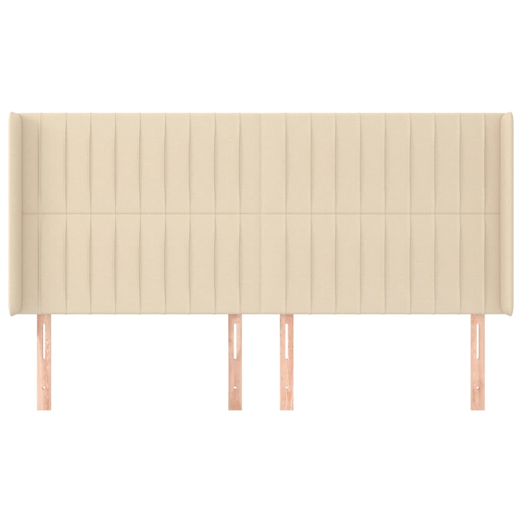 vidaXL Tăblie de pat cu aripioare, crem, 183x16x118/128 cm, textil