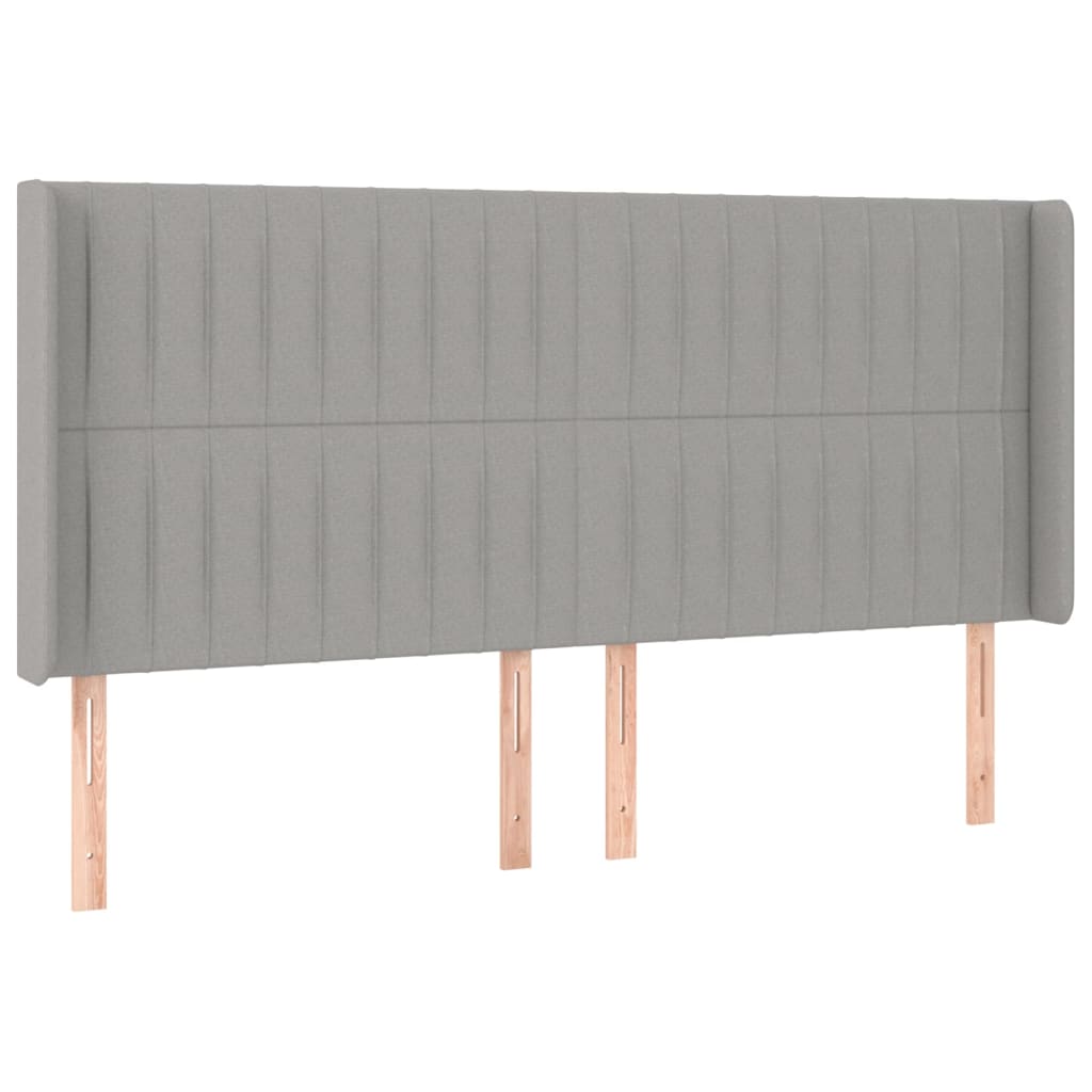 vidaXL Tăblie de pat cu aripioare gri deschis 203x16x118/128 cm textil vidaXL Tăblie de pat cu aripioare gri deschis 203x16x118/128 cm textil