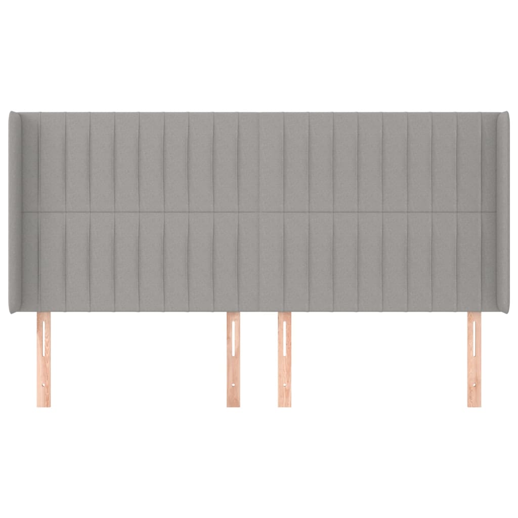vidaXL Tăblie de pat cu aripioare gri deschis 203x16x118/128 cm textil vidaXL Tăblie de pat cu aripioare gri deschis 203x16x118/128 cm textil