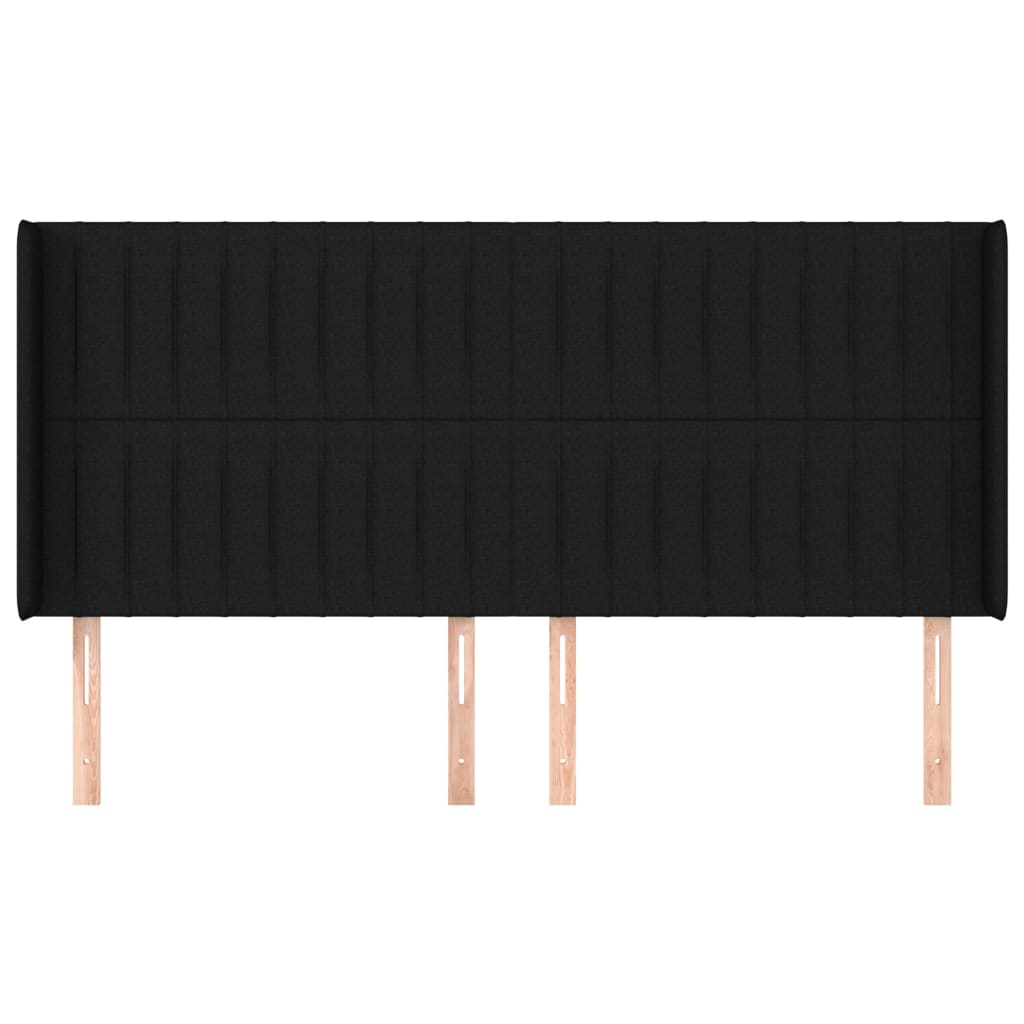 vidaXL Tăblie de pat cu aripioare, negru, 203x16x118/128 cm, textil