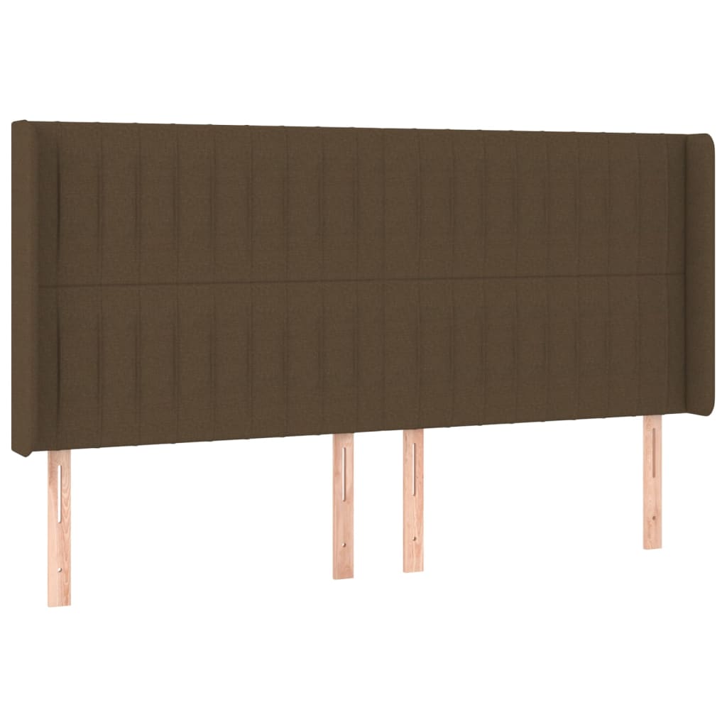 vidaXL Tăblie de pat cu aripioare maro închis 203x16x118/128 cm textil