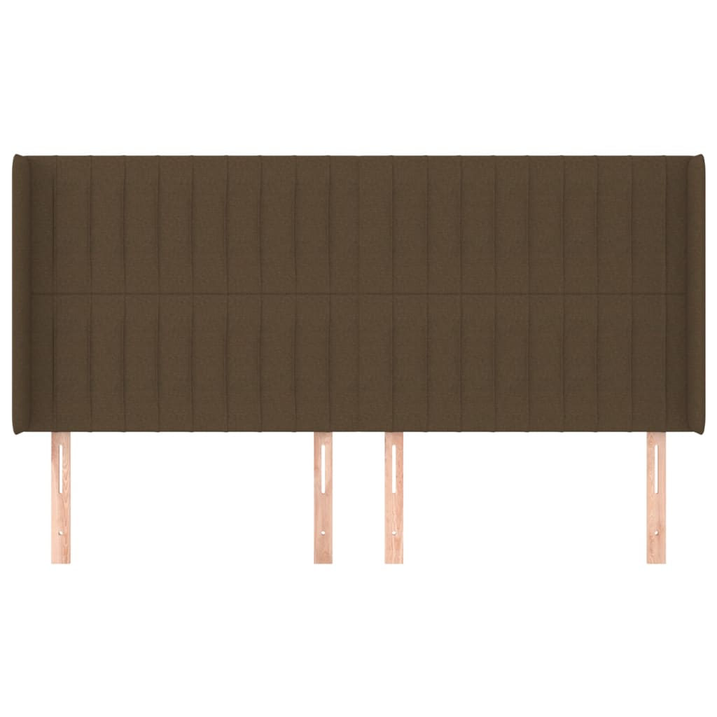 vidaXL Tăblie de pat cu aripioare maro închis 203x16x118/128 cm textil