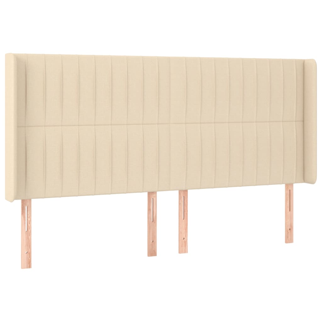 vidaXL Tăblie de pat cu aripioare, crem, 203x16x118/128 cm, textil