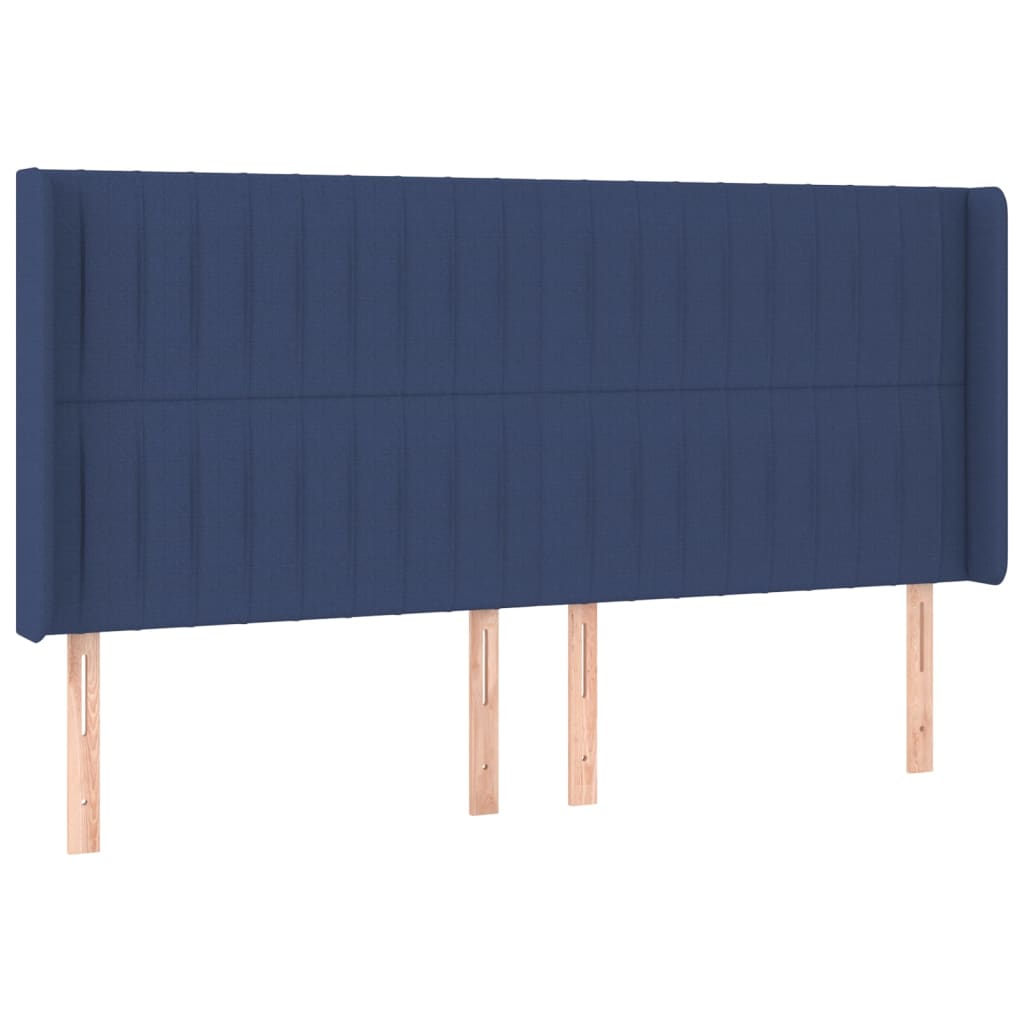 vidaXL Tăblie de pat cu aripioare, albastru, 203x16x118/128 cm, textil