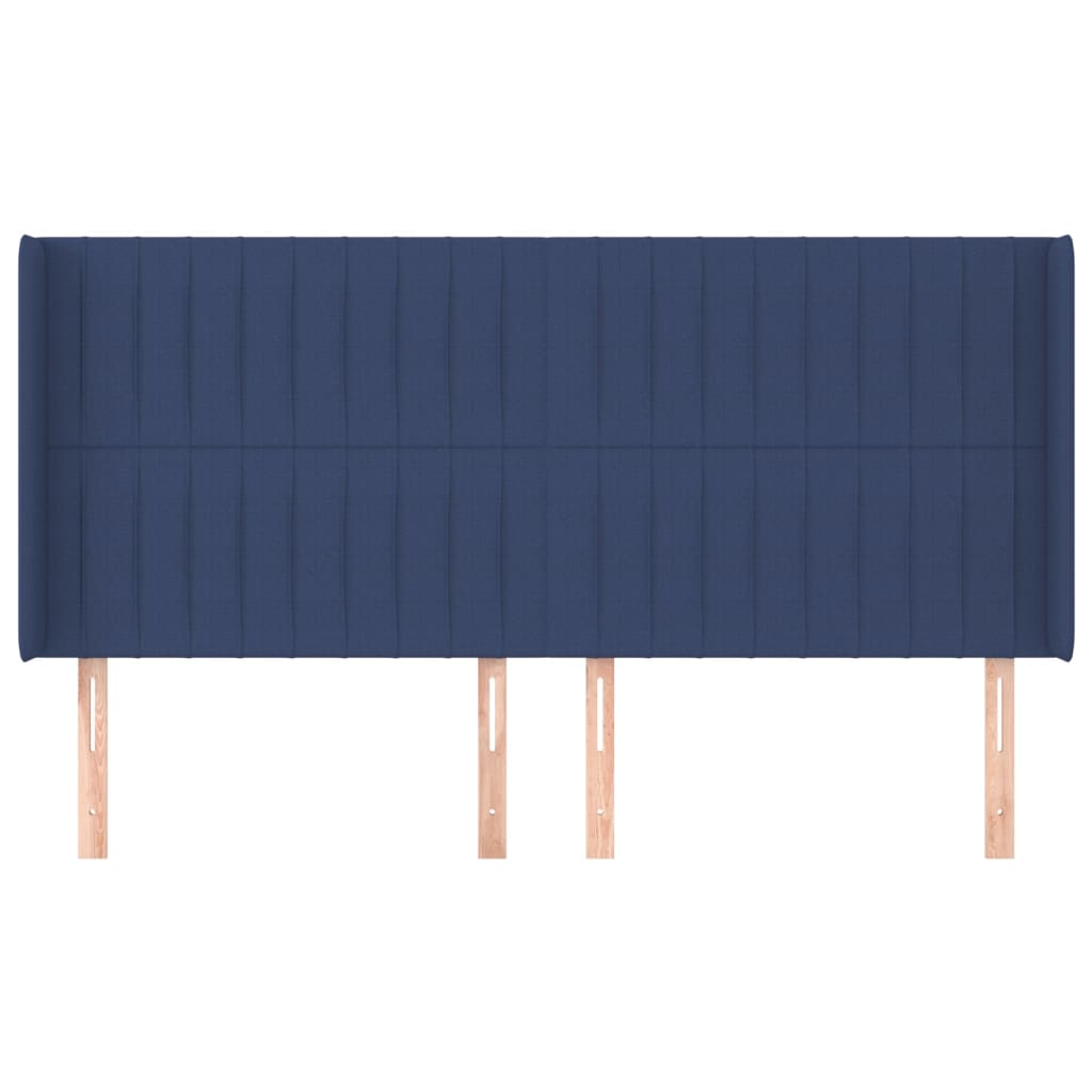 vidaXL Tăblie de pat cu aripioare, albastru, 203x16x118/128 cm, textil
