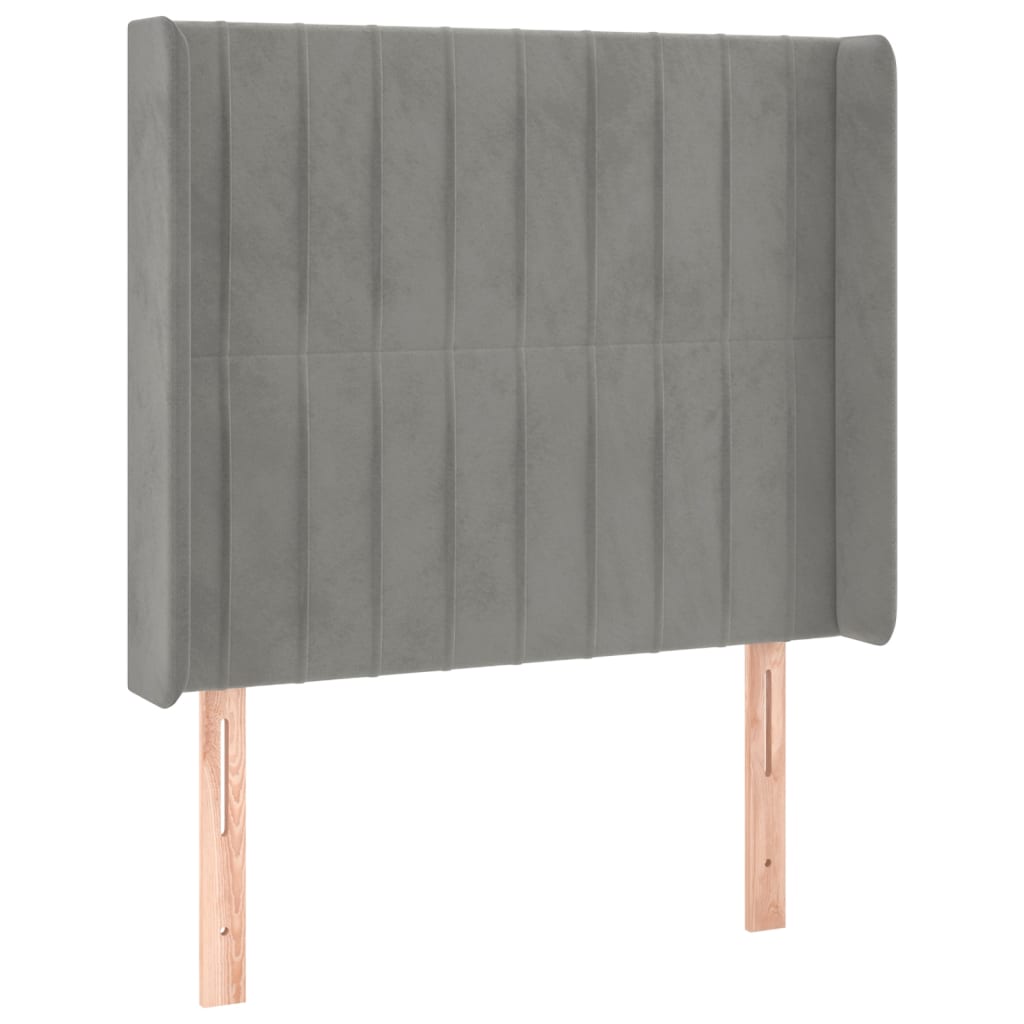 vidaXL Tăblie de pat cu aripioare gri deschis 83x16x118/128 cm catifea vidaXL Tăblie de pat cu aripioare gri deschis 83x16x118/128 cm catifea