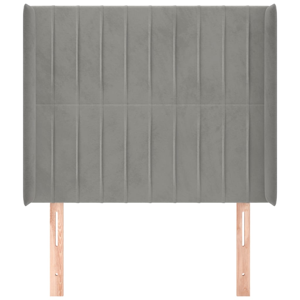 vidaXL Tăblie de pat cu aripioare gri deschis 83x16x118/128 cm catifea vidaXL Tăblie de pat cu aripioare gri deschis 83x16x118/128 cm catifea