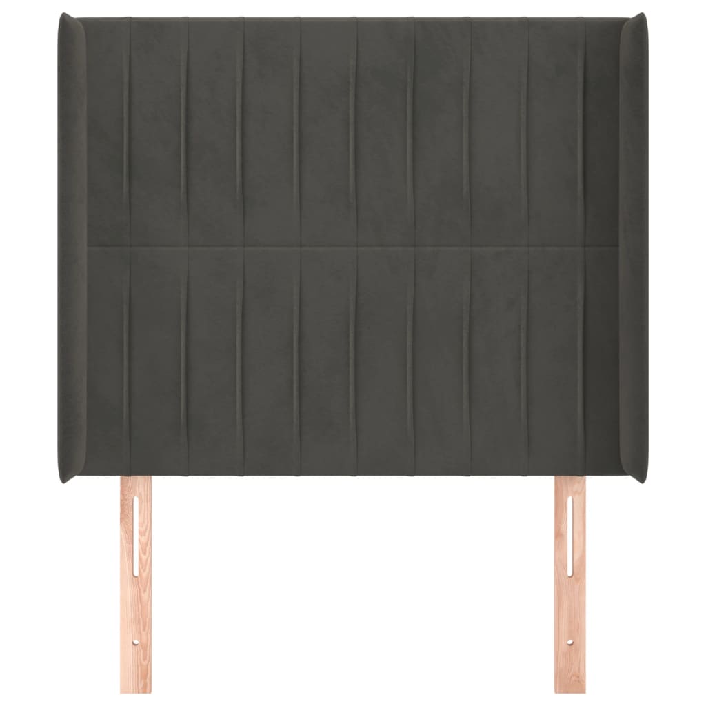 vidaXL Tăblie de pat cu aripioare gri închis 83x16x118/128 cm catifea