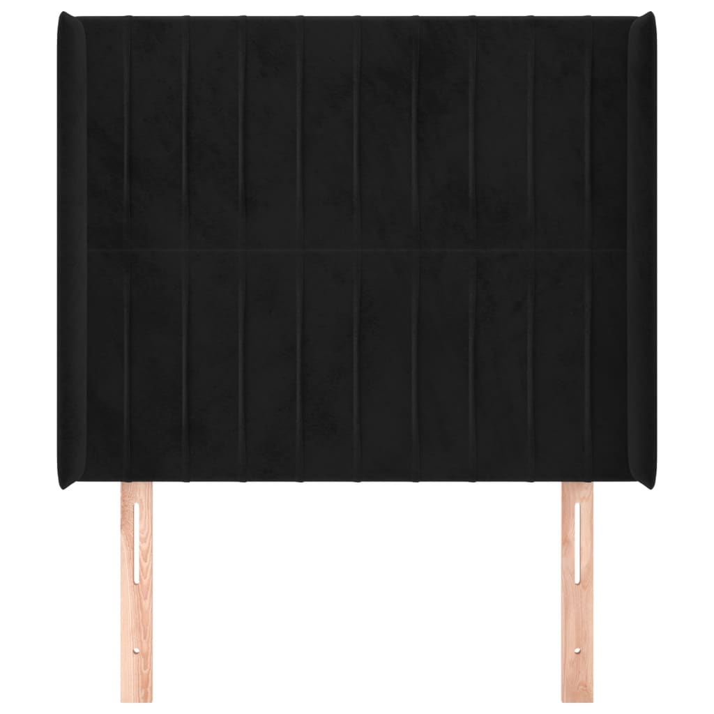 vidaXL Tăblie de pat cu aripioare, negru, 93x16x118/128 cm, catifea
