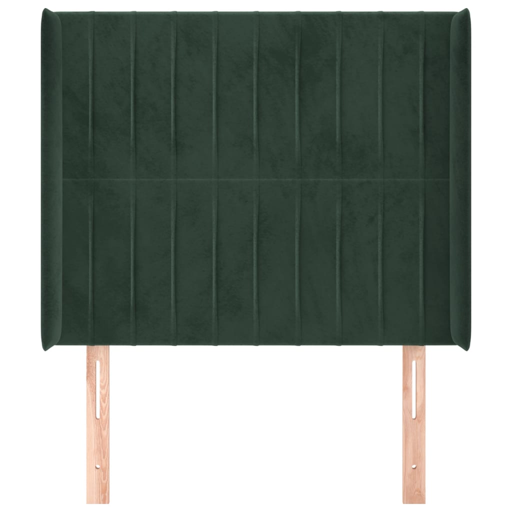 vidaXL Tăblie pat cu aripioare verde închis 93x16x118/128 cm catifea vidaXL Tăblie pat cu aripioare verde închis 93x16x118/128 cm catifea