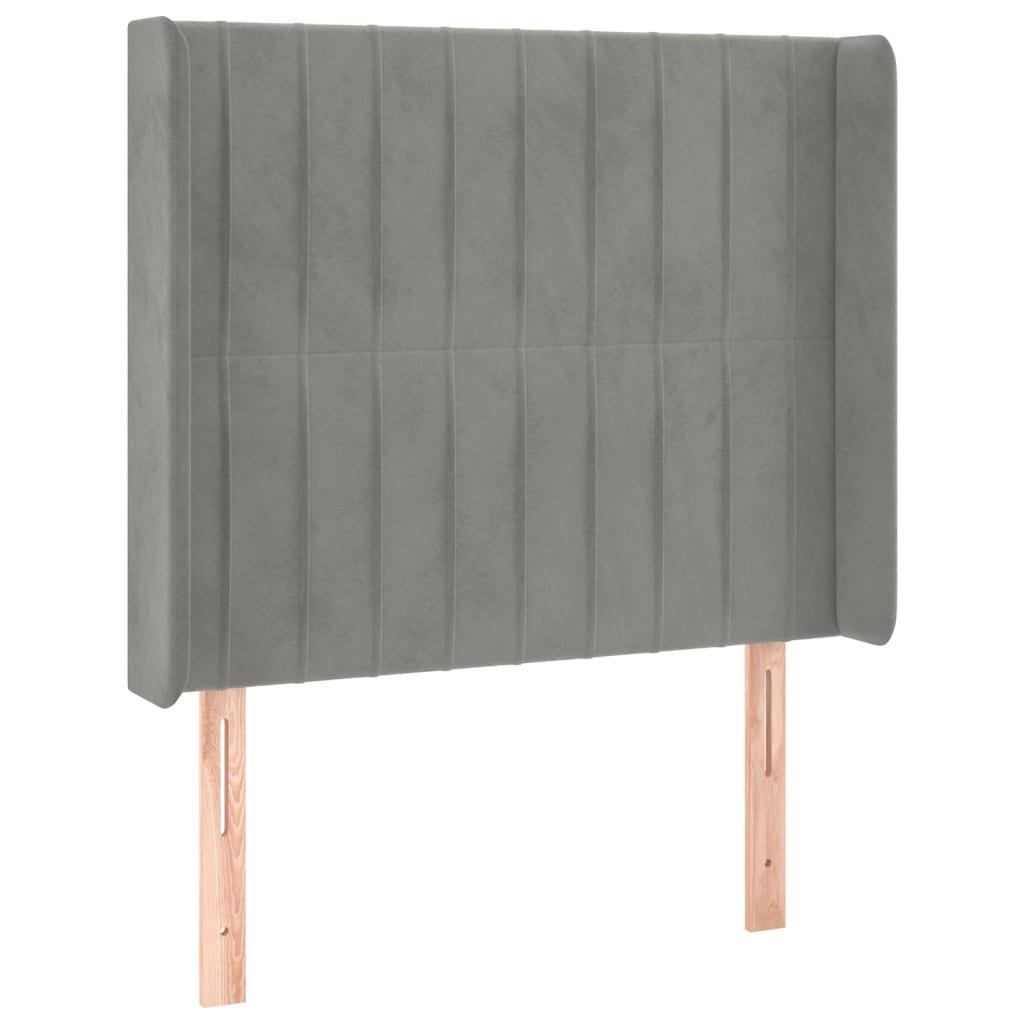 vidaXL Tăblie de pat cu aripioare gri deschis 103x16x118/128cm catifea