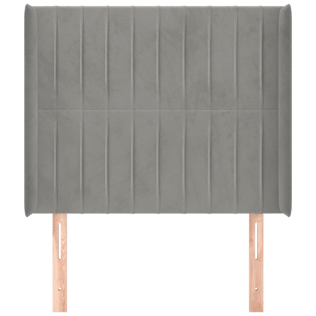 vidaXL Tăblie de pat cu aripioare gri deschis 103x16x118/128cm catifea
