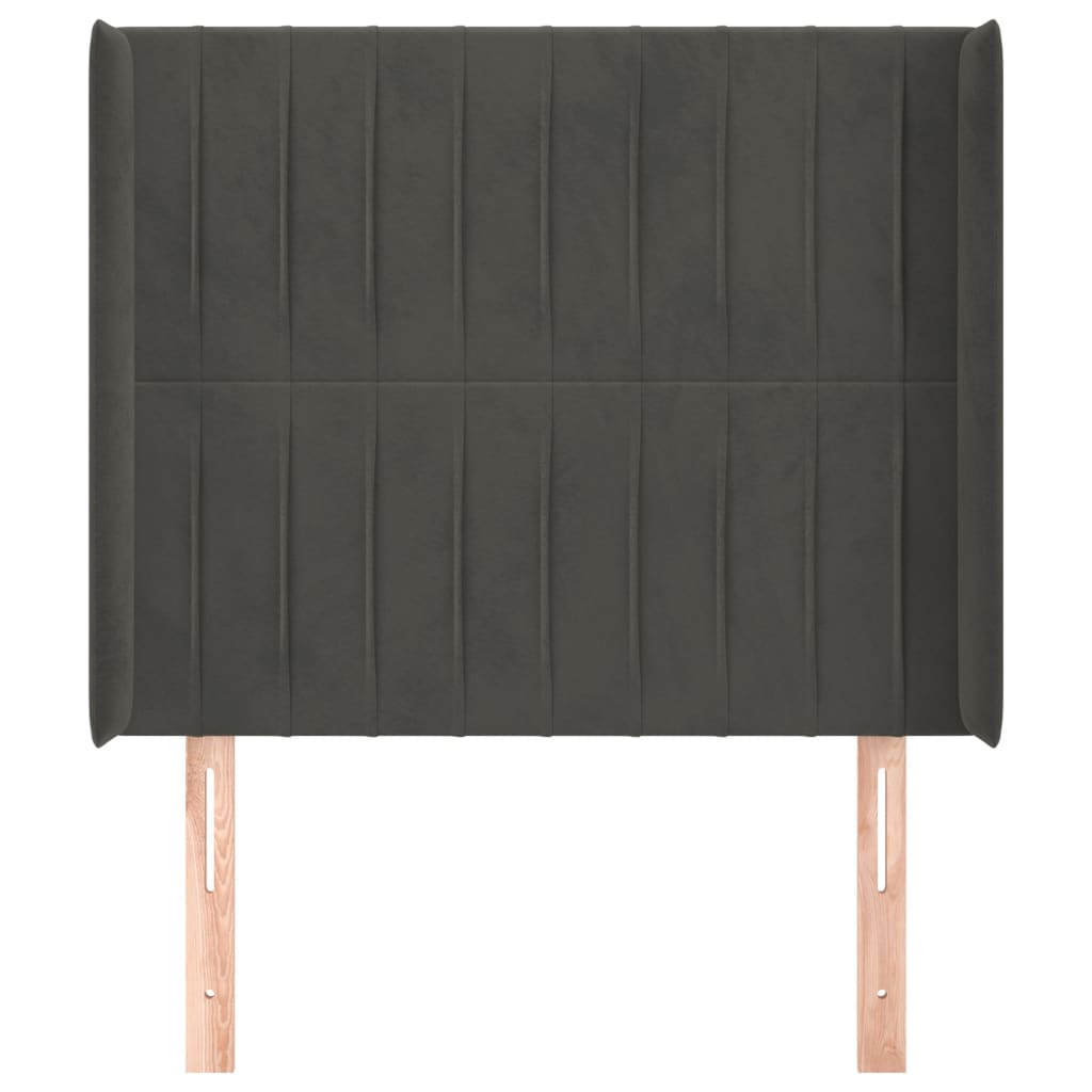 vidaXL Tăblie de pat cu aripioare gri închis 103x16x118/128 cm catifea