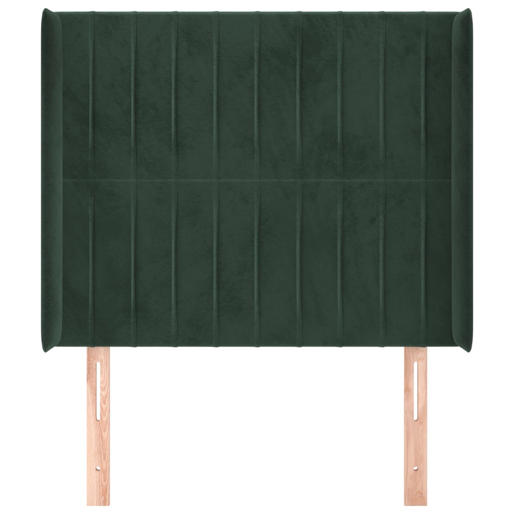 vidaXL Tăblie pat cu aripioare verde închis 103x16x118/128 cm catifea vidaXL Tăblie pat cu aripioare verde închis 103x16x118/128 cm catifea