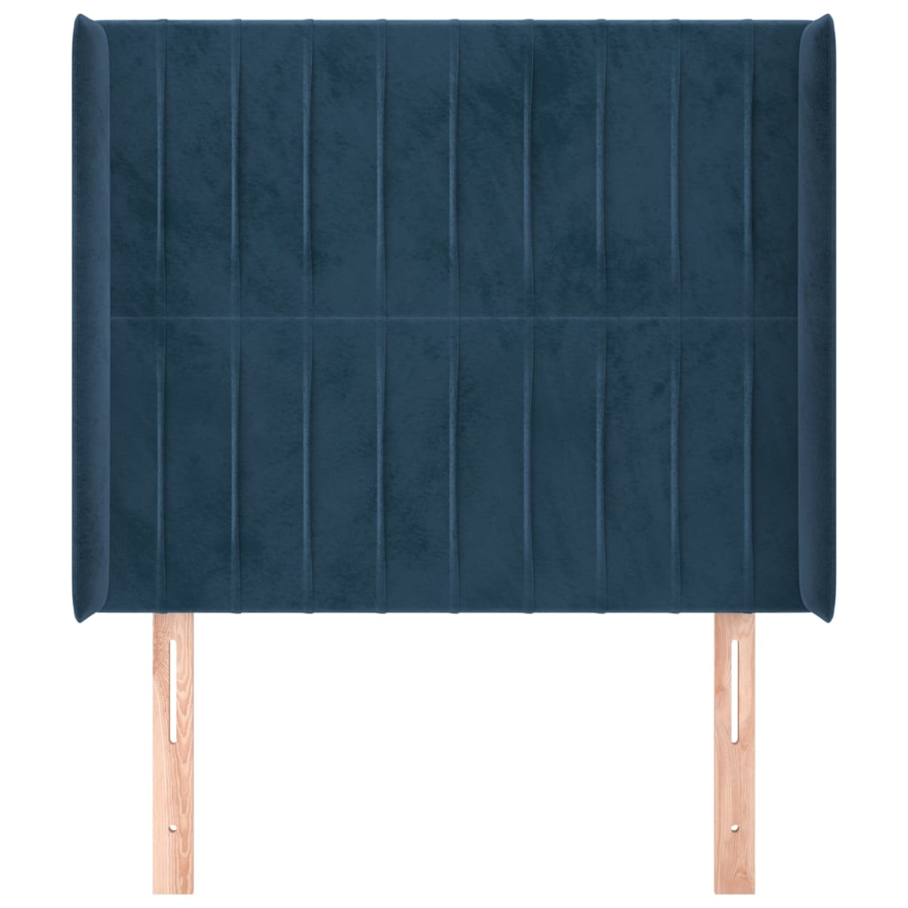 vidaXL Tăblie pat cu urechi albastru închis 103x16x118/128 cm catifea vidaXL Tăblie pat cu urechi albastru închis 103x16x118/128 cm catifea