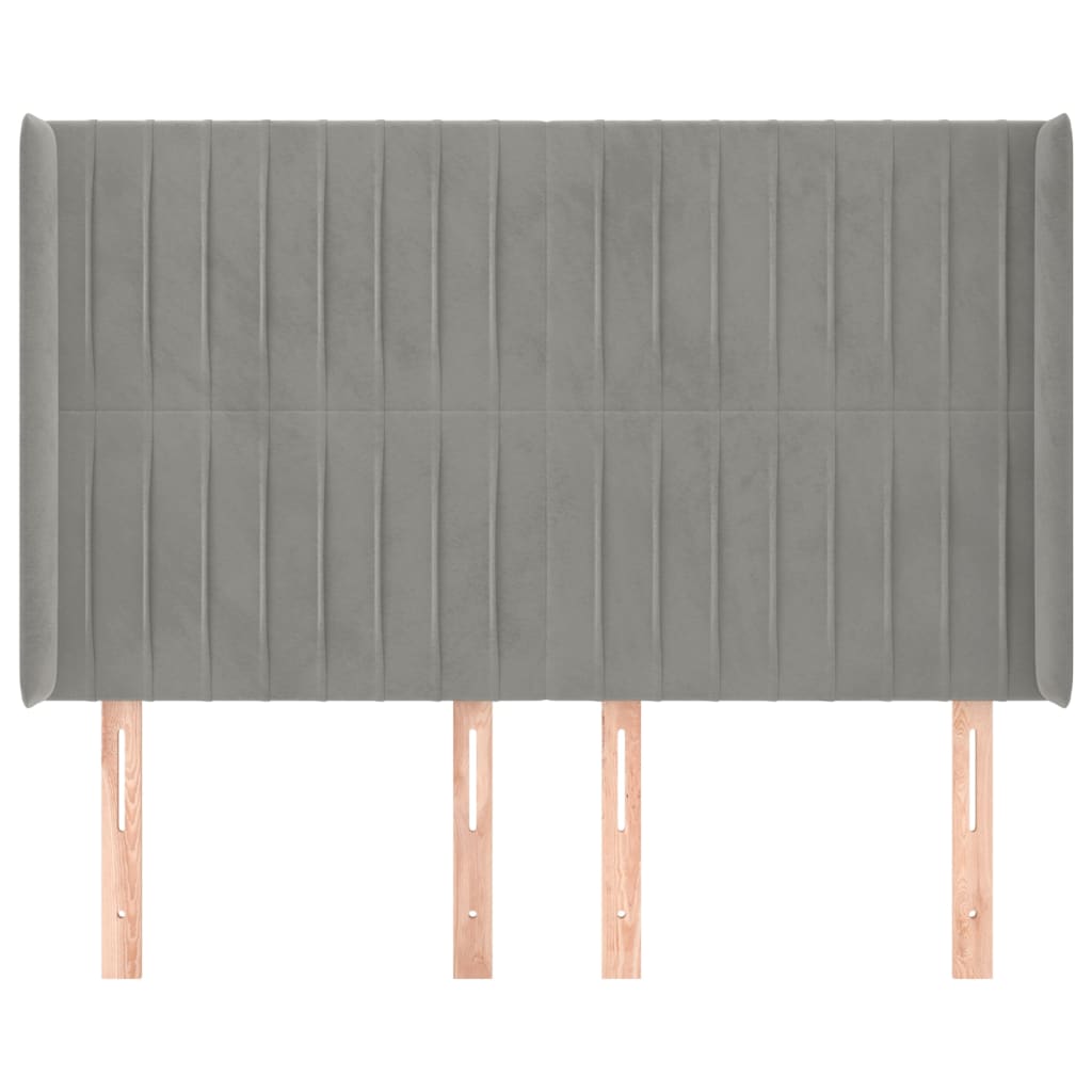 vidaXL Tăblie de pat cu aripioare gri deschis 147x16x118/128cm catifea vidaXL Tăblie de pat cu aripioare gri deschis 147x16x118/128cm catifea