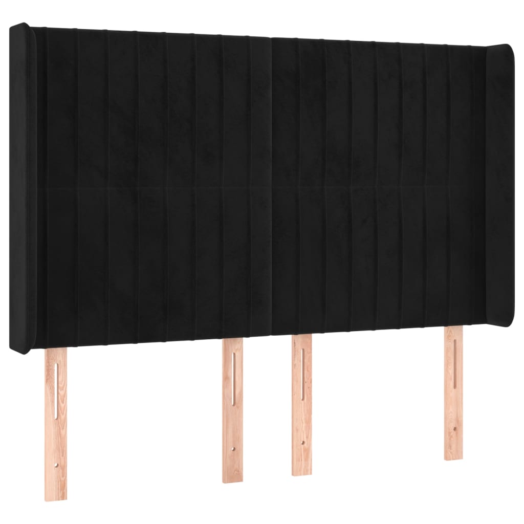 vidaXL Tăblie de pat cu aripioare, negru, 147x16x118/128 cm, catifea