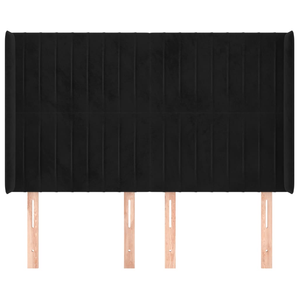 vidaXL Tăblie de pat cu aripioare, negru, 147x16x118/128 cm, catifea
