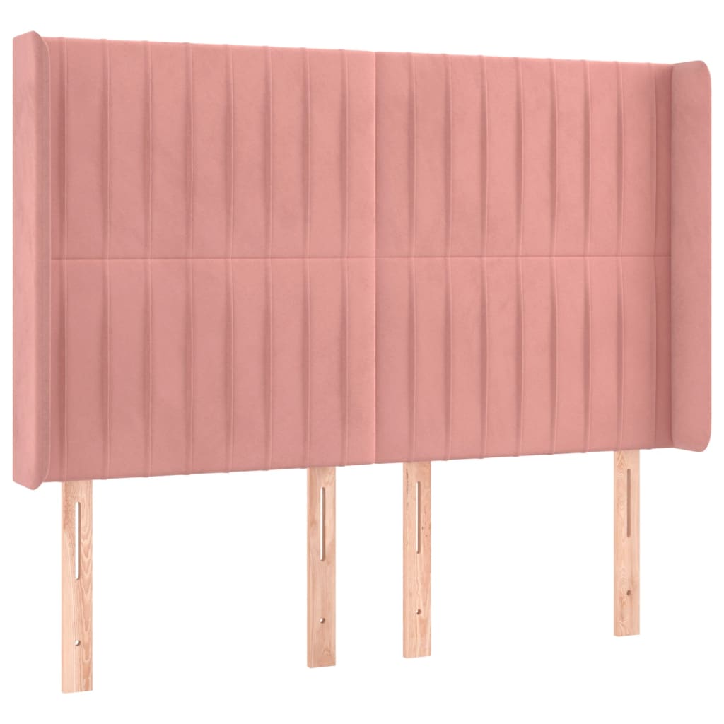 vidaXL Tăblie de pat cu aripioare, roz, 147x16x118/128 cm, catifea