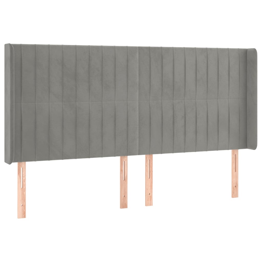 vidaXL Tăblie de pat cu aripioare gri deschis 163x16x118/128cm catifea vidaXL Tăblie de pat cu aripioare gri deschis 163x16x118/128cm catifea