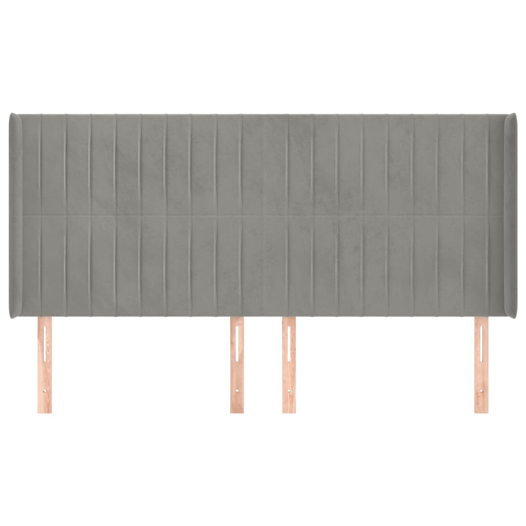 vidaXL Tăblie de pat cu aripioare gri deschis 163x16x118/128cm catifea vidaXL Tăblie de pat cu aripioare gri deschis 163x16x118/128cm catifea