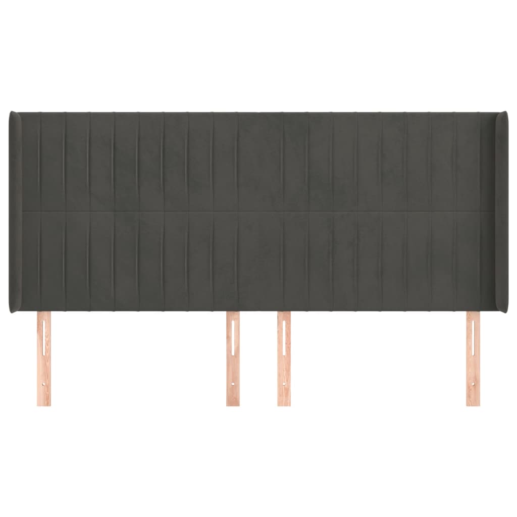vidaXL Tăblie de pat cu aripioare gri închis 163x16x118/128 cm catifea vidaXL Tăblie de pat cu aripioare gri închis 163x16x118/128 cm catifea
