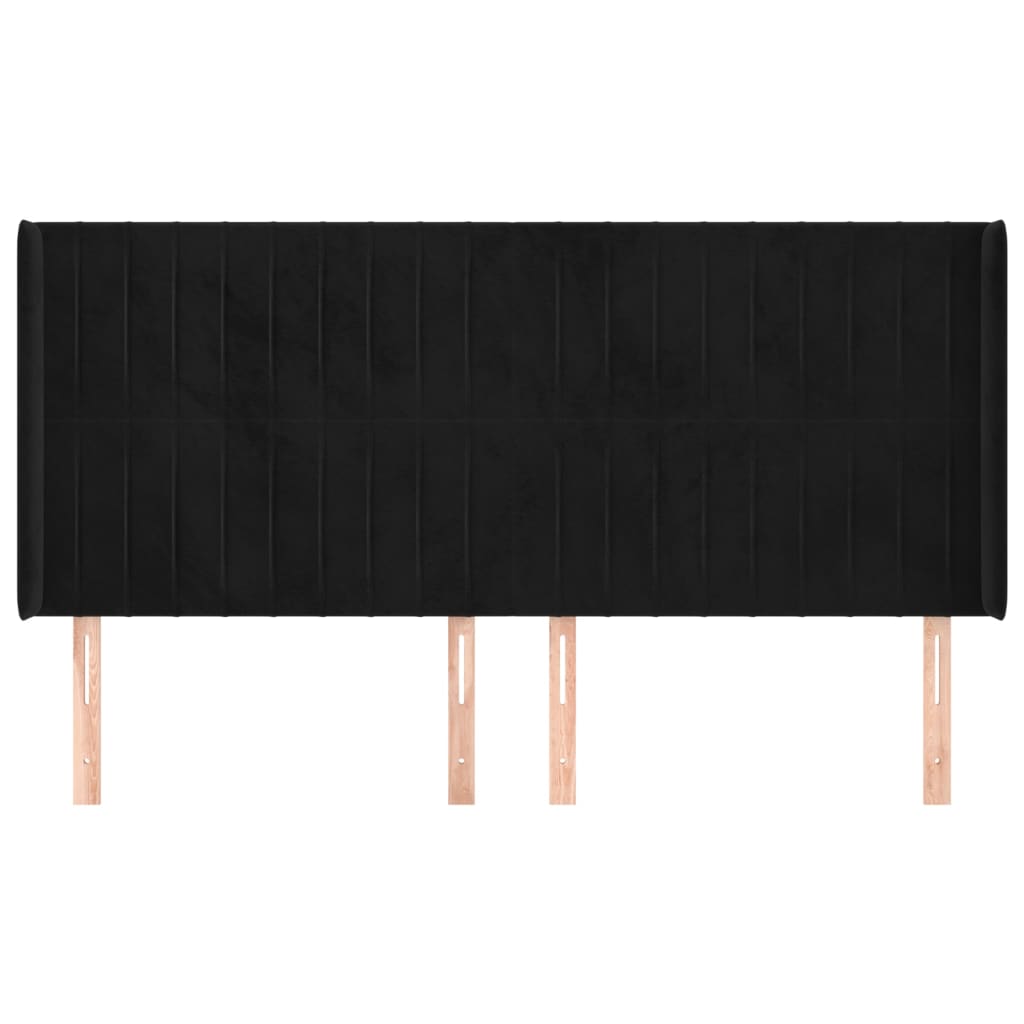 vidaXL Tăblie de pat cu aripioare, negru, 163x16x118/128 cm, catifea