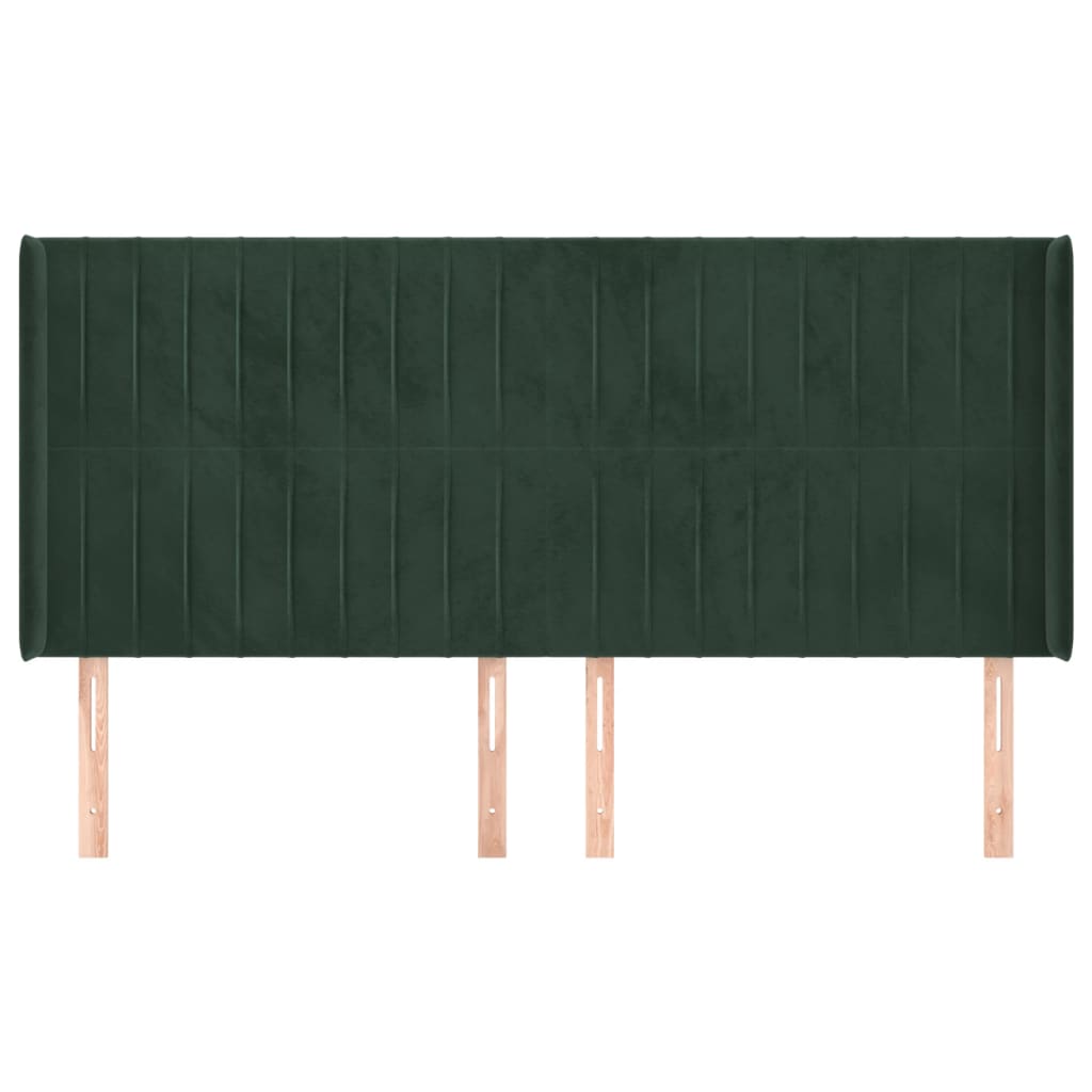 vidaXL Tăblie pat cu aripioare verde închis 163x16x118/128 cm catifea vidaXL Tăblie pat cu aripioare verde închis 163x16x118/128 cm catifea