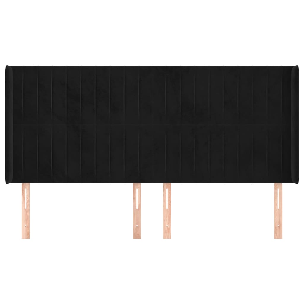 vidaXL Tăblie de pat cu aripioare, negru, 183x16x118/128 cm, catifea