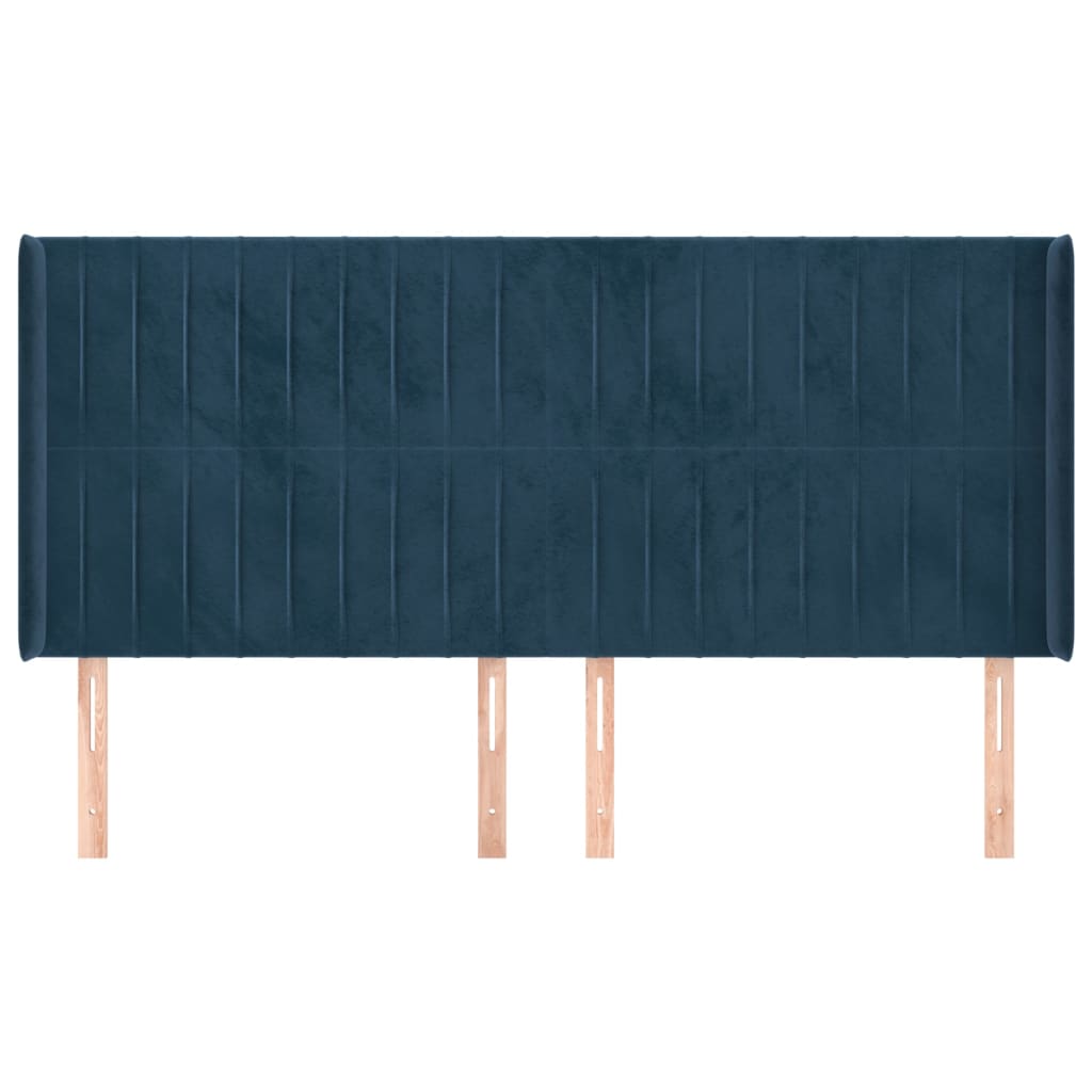 vidaXL Tăblie pat cu urechi albastru închis 183x16x118/128 cm catifea vidaXL Tăblie pat cu urechi albastru închis 183x16x118/128 cm catifea