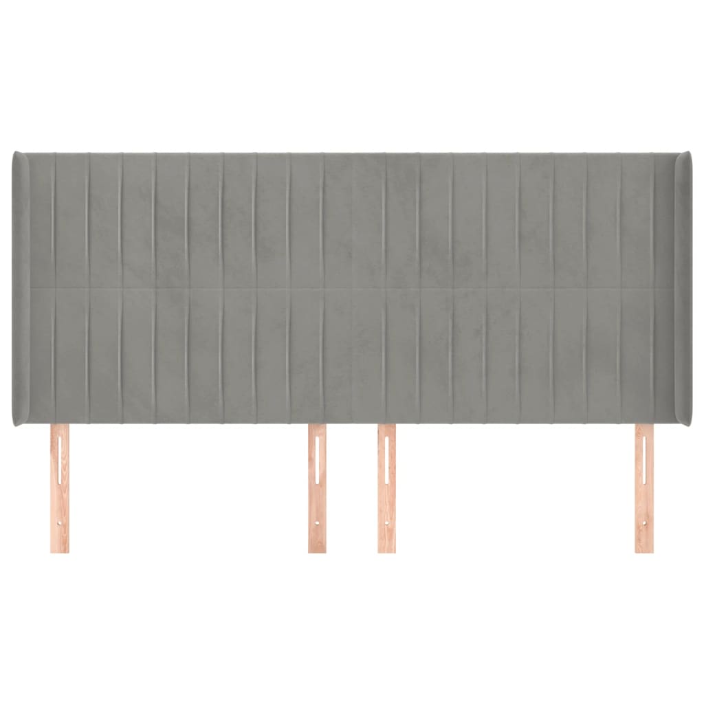 vidaXL Tăblie de pat cu aripioare gri deschis 203x16x118/128cm catifea