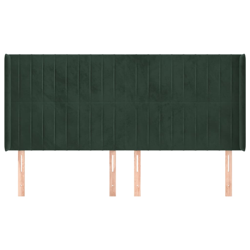 vidaXL Tăblie pat cu aripioare verde închis 203x16x118/128 cm catifea vidaXL Tăblie pat cu aripioare verde închis 203x16x118/128 cm catifea