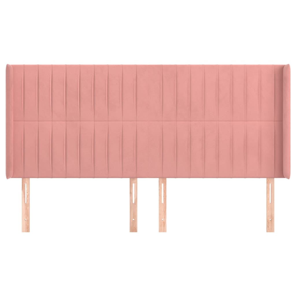 vidaXL Tăblie de pat cu aripioare, roz, 203x16x118/128 cm, catifea