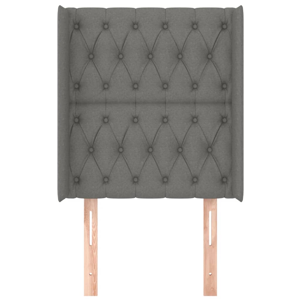 vidaXL Tăblie de pat cu aripioare gri închis 83x16x118/128 cm textil vidaXL Tăblie de pat cu aripioare gri închis 83x16x118/128 cm textil