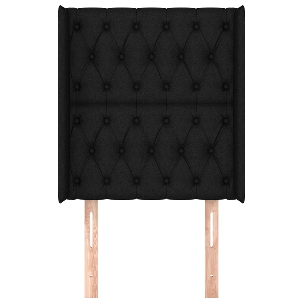 vidaXL Tăblie de pat cu aripioare, negru, 83x16x118/128 cm, textil vidaXL Tăblie de pat cu aripioare, negru, 83x16x118/128 cm, textil