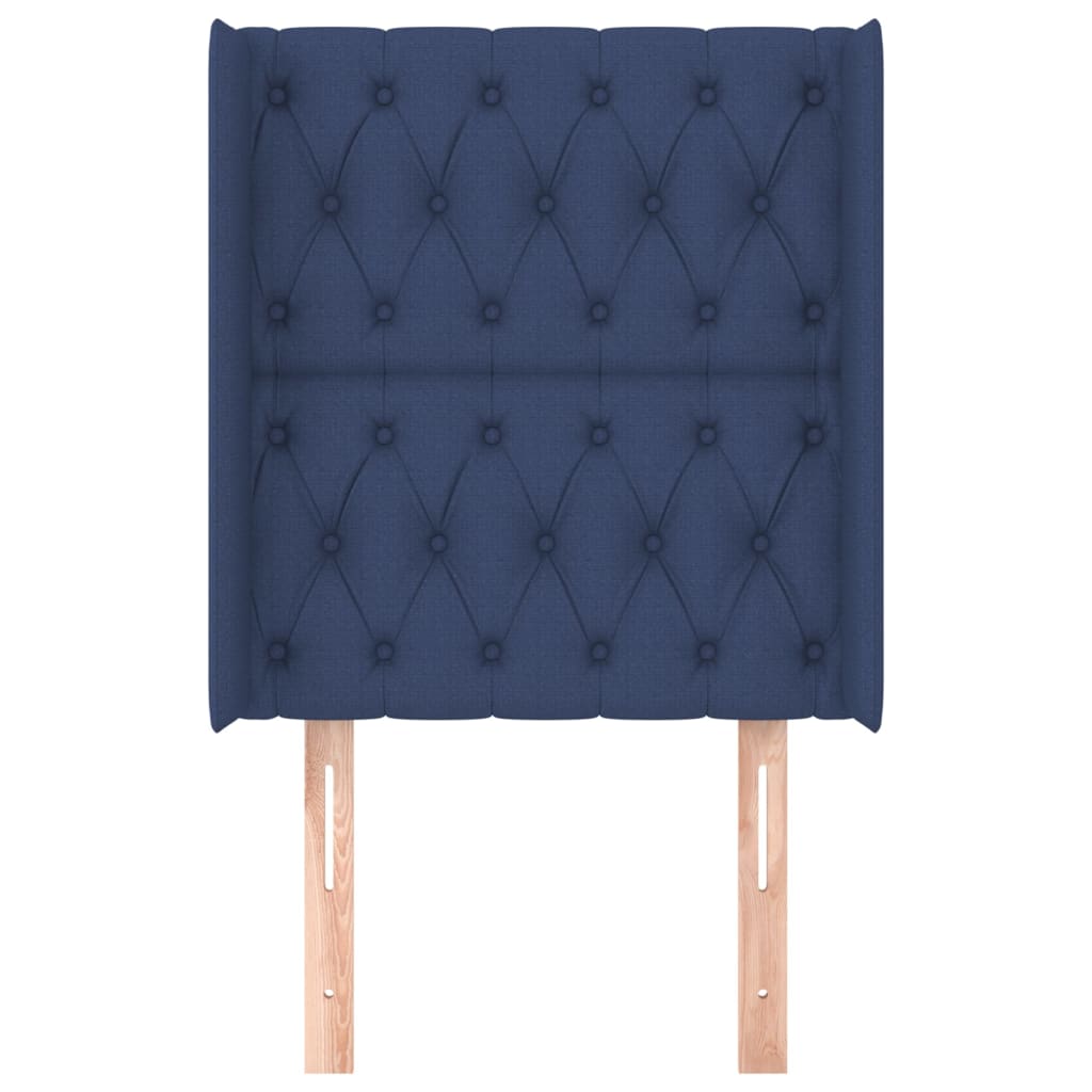 vidaXL Tăblie de pat cu aripioare, albastru, 83x16x118/128 cm, textil