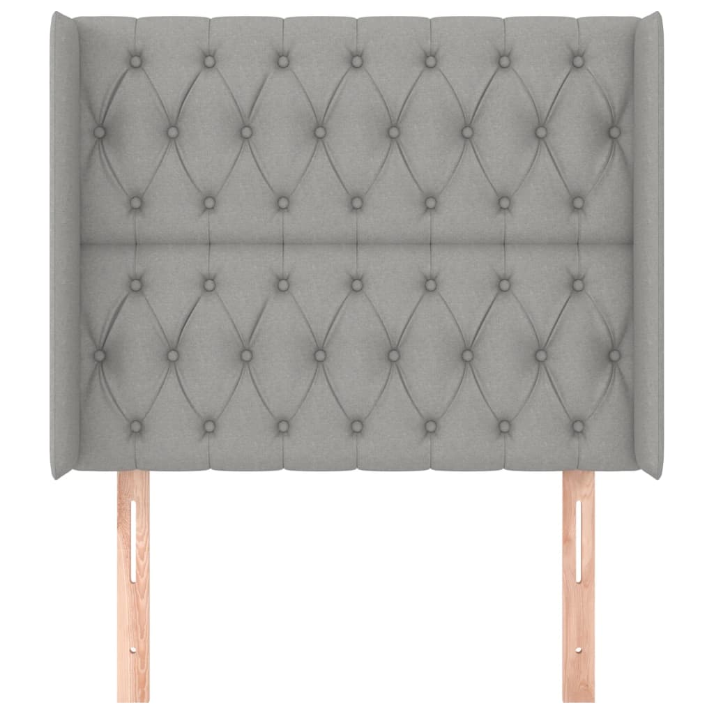 vidaXL Tăblie de pat cu aripioare gri deschis 93x16x118/128 cm textil