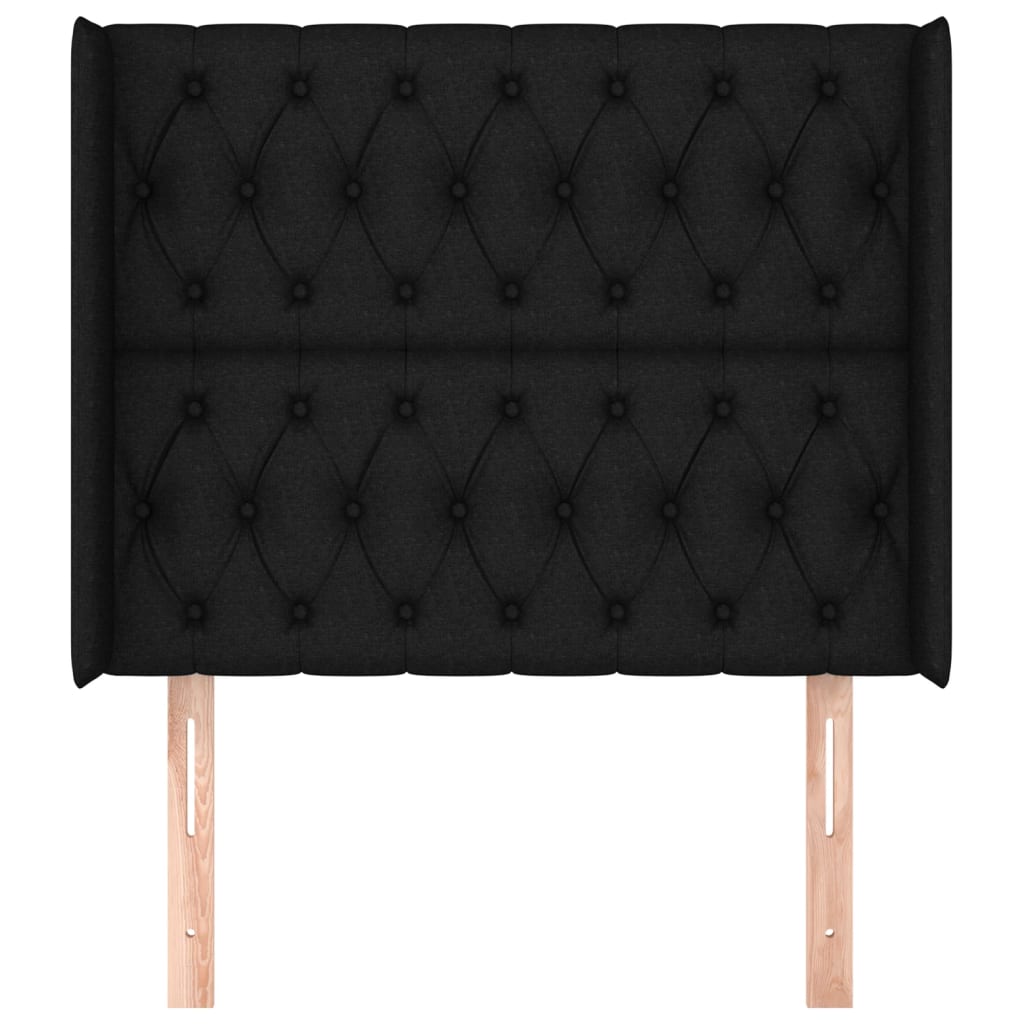 vidaXL Tăblie de pat cu aripioare, negru, 93x16x118/128 cm, textil