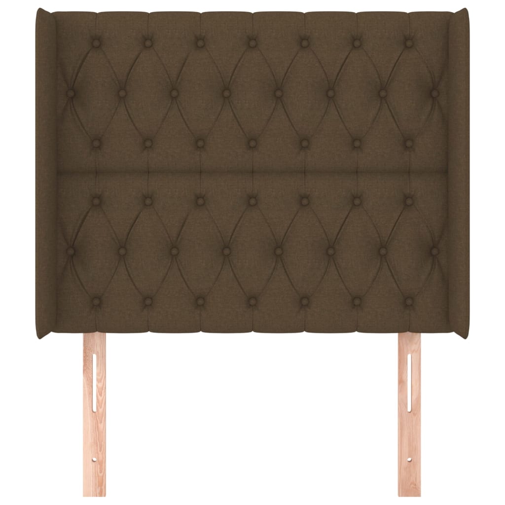 vidaXL Tăblie de pat cu aripioare maro închis 93x16x118/128 cm textil