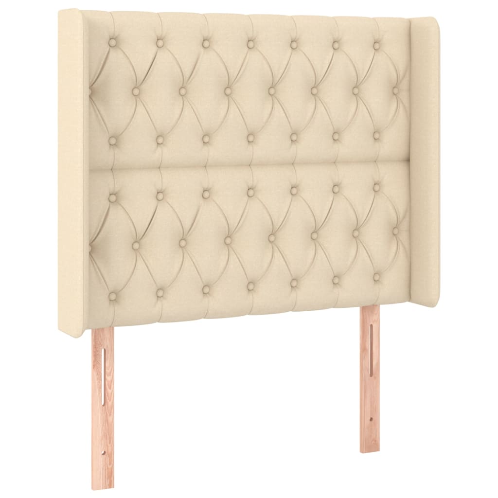 vidaXL Tăblie de pat cu aripioare, crem, 93x16x118/128 cm, textil