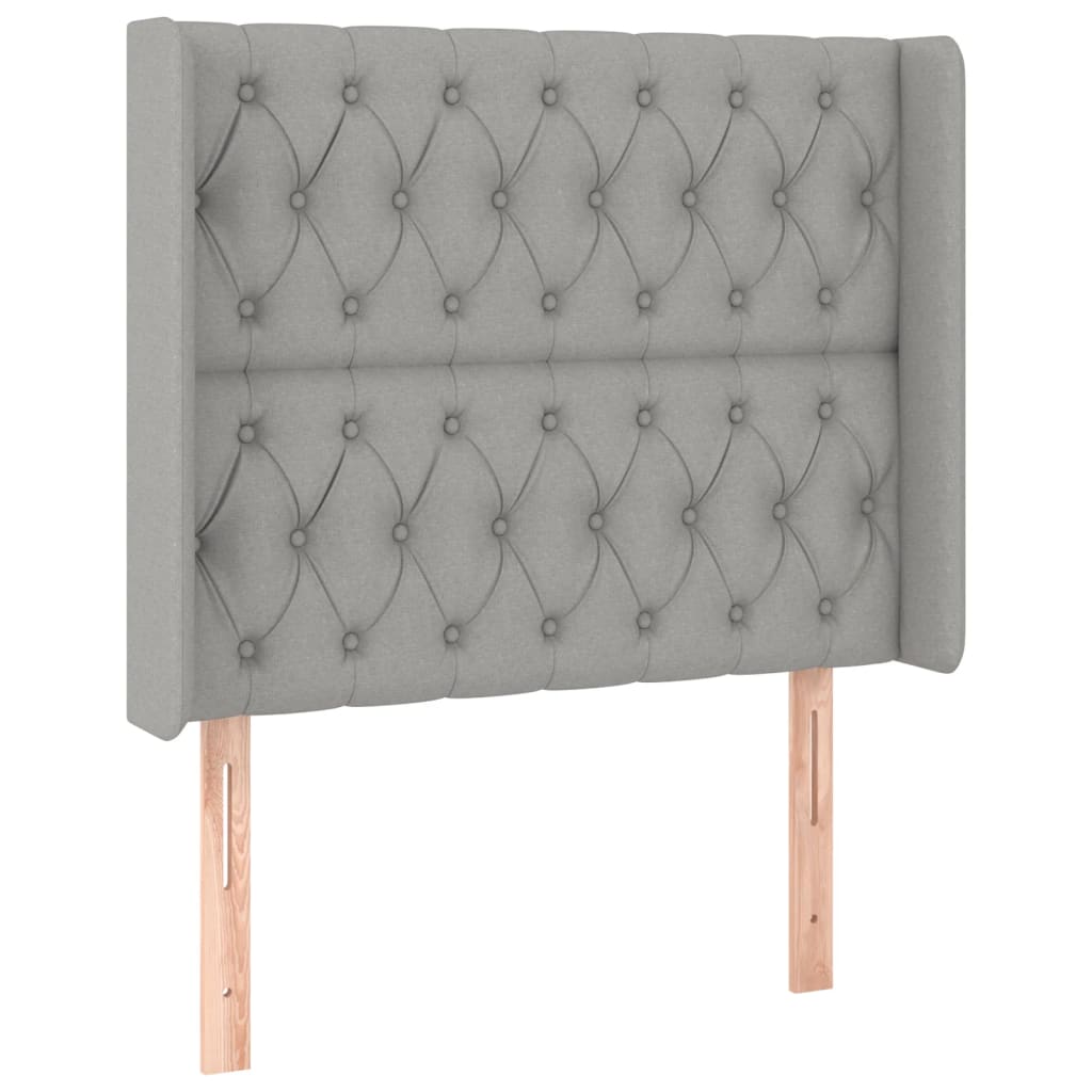 vidaXL Tăblie de pat cu aripioare gri deschis 103x16x118/128 cm textil