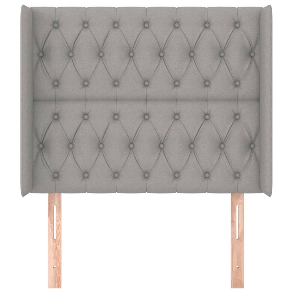 vidaXL Tăblie de pat cu aripioare gri deschis 103x16x118/128 cm textil