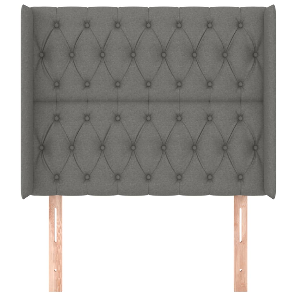 vidaXL Tăblie de pat cu aripioare gri închis 103x16x118/128 cm textil