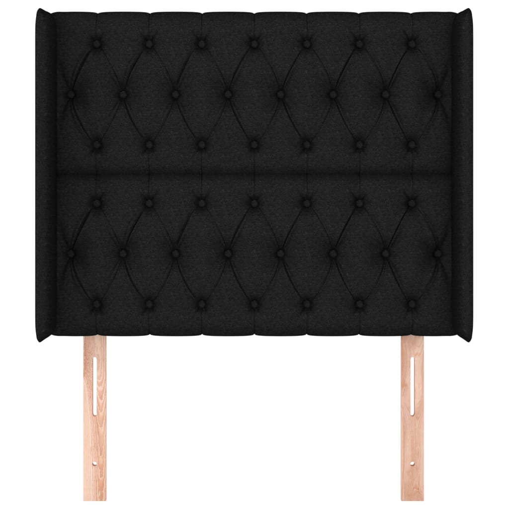 vidaXL Tăblie de pat cu aripioare, negru, 103x16x118/128 cm, textil
