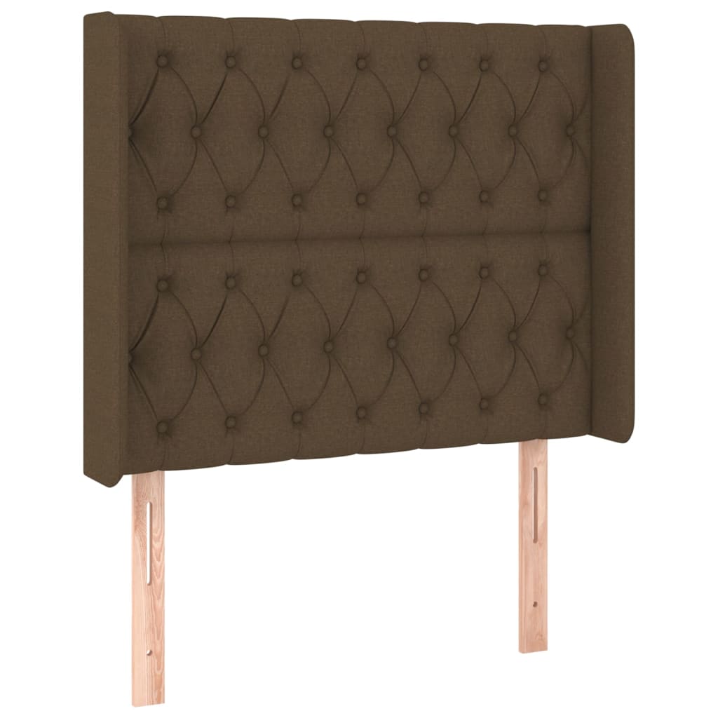 vidaXL Tăblie de pat cu aripioare maro închis 103x16x118/128 cm textil
