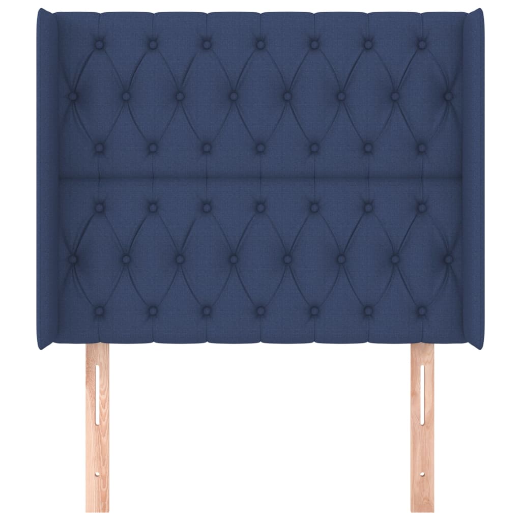 vidaXL Tăblie de pat cu aripioare, albastru, 103x16x118/128 cm, textil
